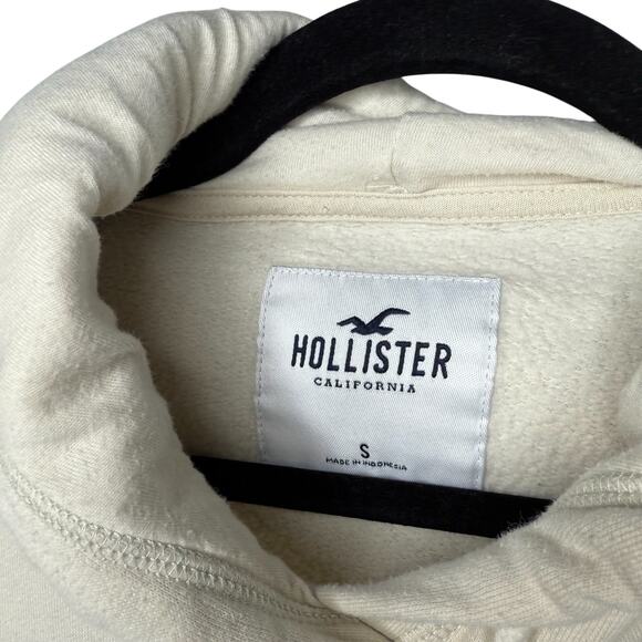 Hollister‎ Beige Logo Hoodie Sweatshirt Small Classic Y2K Preppy Cozy Pullover - Picture 7 of 9